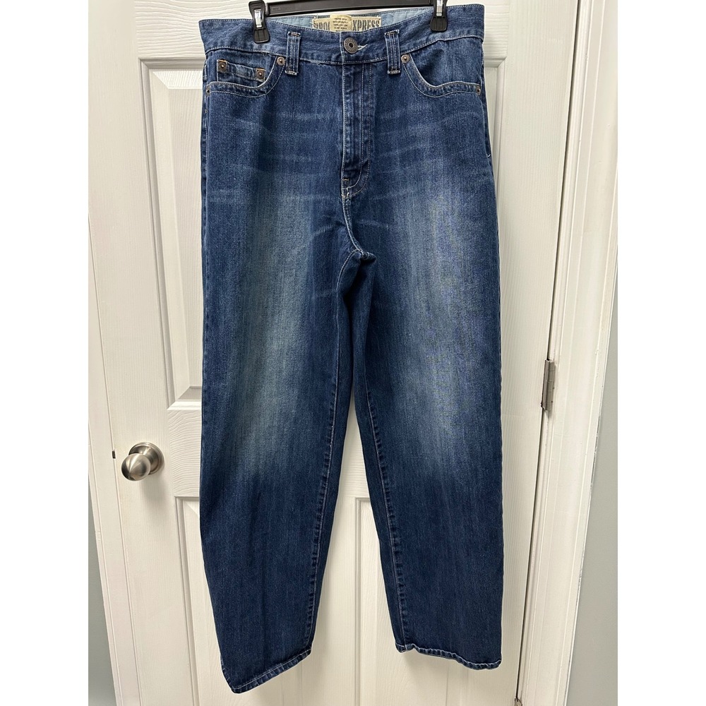 Brooklyn Xpress Mens Relaxed Straight Leg Jeans Blue Medium Wash 36x34 Y2K